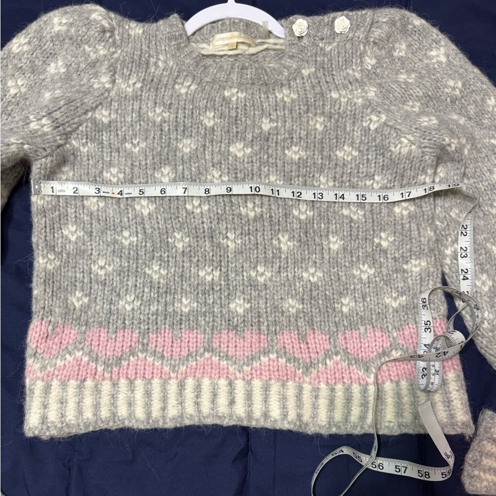 LoveShackFancy Rosie Pointelle Grey/GrayAlpaca Wool Pullover Sweater (S) - Picture 8 of 10